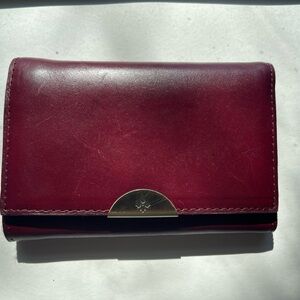 Patricia Nash Burgundy Leather Trifold Wallet with Gold Accent